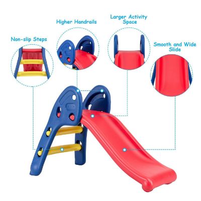 Costway 2 Step Children Folding Slide Plastic Fun Toy Up-down Suitable for Kids Image 3