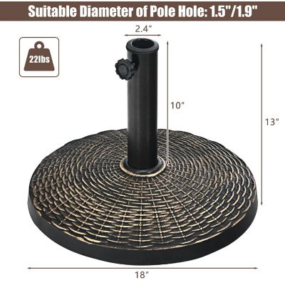 Costway 22 lbs Round Resin Patio Umbrella Base Stand Holder w/ Adjustable Knob Image 3