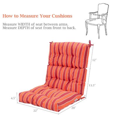 Costway 22''x44'' High Back Chair Cushion Patio Seating Pad Red and Orange Image 1