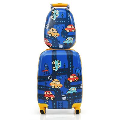 Costway 2PC Kids Carry On Luggage Set 12'' Backpack & 18'' Rolling Suitcase for Travel Image 1