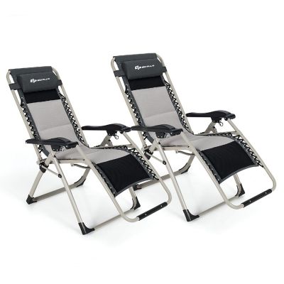 Costway 2PCS Padded Zero Gravity Chair Adjustable Folding Reclining Lounge with Cover Image 1