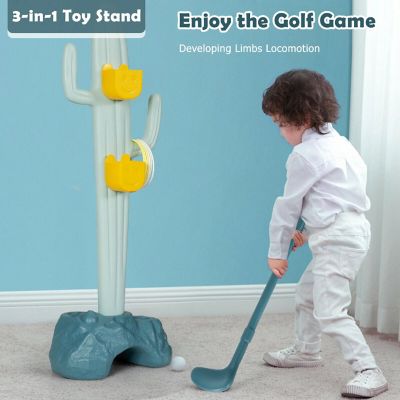 Costway 3-in-1 Sports Activity Center w/Golf & Ring-Toss Cactus Toy Stand Image 2