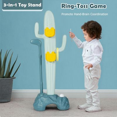 Costway 3-in-1 Sports Activity Center w/Golf & Ring-Toss Cactus Toy Stand Image 3