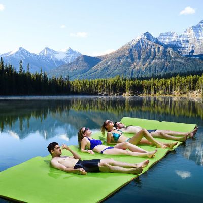 Costway 3-Layer Floating Water Pad 12' x 6' Floating Oasis Foam Mat Green Image 1