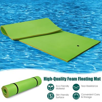 Costway 3-Layer Floating Water Pad 12' x 6' Floating Oasis Foam Mat Green Image 3