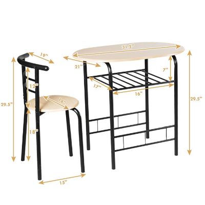 Costway 3 Piece Dining Set Compact 2 Chairs and Table Set with  Shelf Storage Image 3