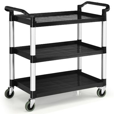 Costway 3-Shelf Utility Service Cart Aluminum Frame 490lbs Capacity w/ Casters Image 1