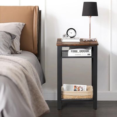 Costway 3-Tier Industrial Tall Nightstand Side End Telephone Table w/ Mesh Shelves Image 3