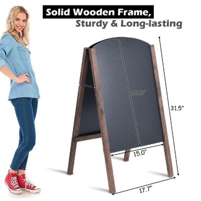 Costway 31.5'' Wood A-Frame Chalkboard Menu Sign Board Sidewalk Wedding Signage Image 1