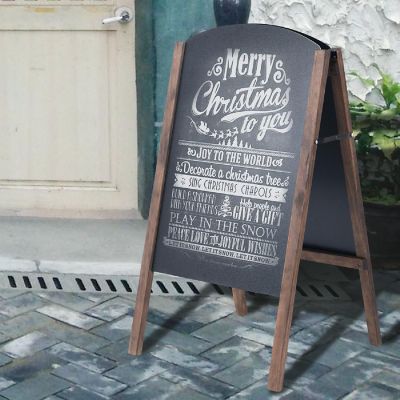 Costway 31.5'' Wood A-Frame Chalkboard Menu Sign Board Sidewalk Wedding Signage Image 3