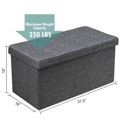 Costway 31.5''Fabric Foldable Storage Ottoman Toy Chest W/Removable Storage Bin Dark Grey Image 1