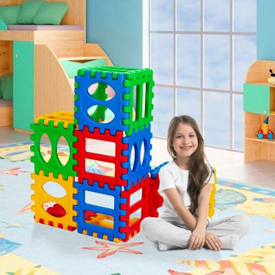 Costway 32 Pieces Big Waffle Block Set Kids Educational Stacking Building Toy Image 2