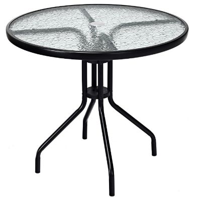 Costway 32''Outdoor Patio Round Table Tempered Glass Top Image 1