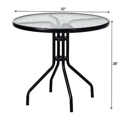 Costway 32''Outdoor Patio Round Table Tempered Glass Top Image 1