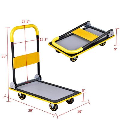 Costway 330lbs Folding Platform Cart Dolly Push Hand Truck Moving Warehouse Foldable Image 1