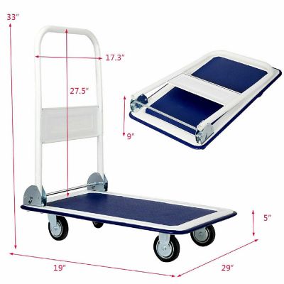 Costway 330lbs Platform Cart Dolly Foldable Push Hand Iron Image 1