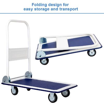 Costway 330lbs Platform Cart Dolly Foldable Push Hand Iron Image 3