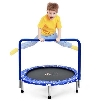 Costway 36'' Kids Trampoline Rebounder W/Full Covered Handrail & Pad Indoor Outdoor Blue Image 1