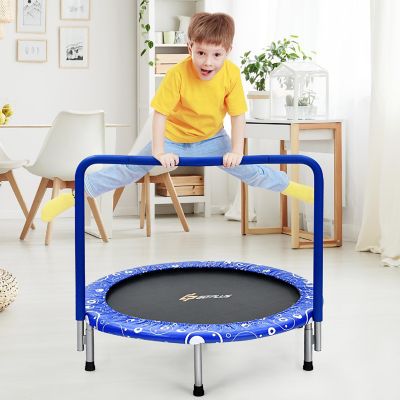 Costway 36'' Kids Trampoline Rebounder W/Full Covered Handrail & Pad Indoor Outdoor Blue Image 1