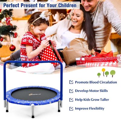 Costway 36'' Kids Trampoline Rebounder W/Full Covered Handrail & Pad Indoor Outdoor Blue Image 2