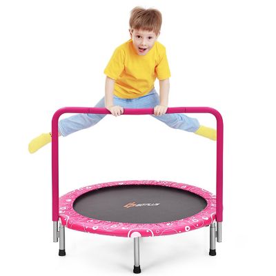 Costway 36'' Kids Trampoline Rebounder W/Full Covered Handrail & Pad Indoor Outdoor Pink Image 1