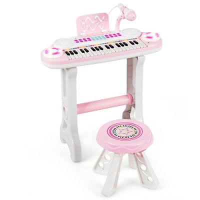 Costway 37-Key Kids Piano Keyboard Playset Electronic Organ Light Pink Image 1