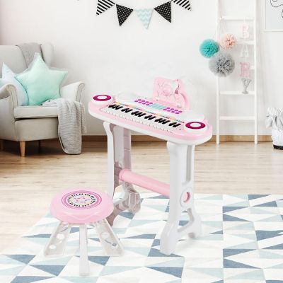 Costway 37-Key Kids Piano Keyboard Playset Electronic Organ Light Pink Image 1