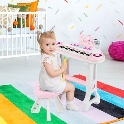 Costway 37-Key Kids Piano Keyboard Playset Electronic Organ Light Pink Image 2