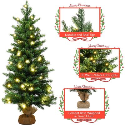 Costway 3Ft Pre-Lit Spruce Tabletop Christmas Tree Lights Timer Image 2