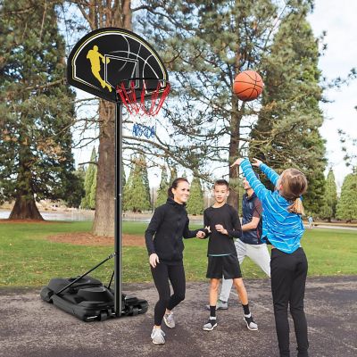 Costway 4.25-10FT Portable Adjustable Basketball Goal Hoop System with 2 Nets Fillable Base Image 1