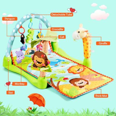 Costway 4-in-1 Baby Activity Play Mat Activity Center w/3 Hanging Toys for Kids Gift Image 2