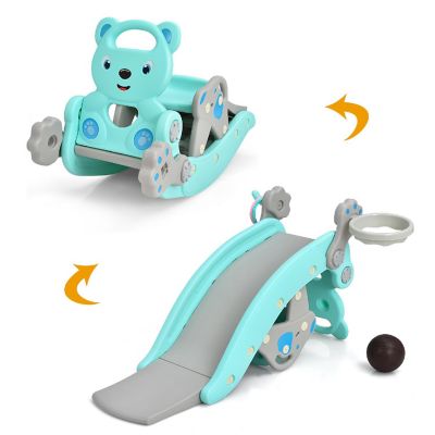 Costway 4-in-1 Toddler Rocking Horse & Slide w/Basketball Hoop Image 1