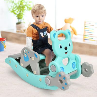 Costway 4-in-1 Toddler Rocking Horse & Slide w/Basketball Hoop Image 1