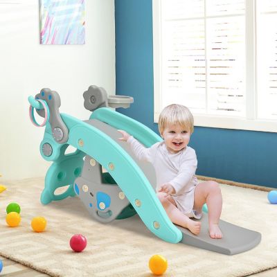 Costway 4-in-1 Toddler Rocking Horse & Slide w/Basketball Hoop Image 2