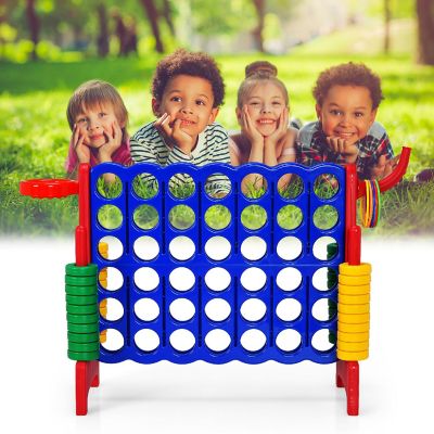 Costway 4-in-A Row Giant Game Set w/Basketball Hoop for Family Red Image 3