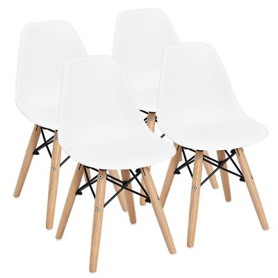 Costway 4 PCS Kids Chair Set Mid-Century Modern Style Dining Chairs w/ Wood Legs Image 1