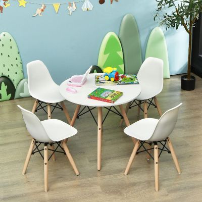 Costway 4 PCS Kids Chair Set Mid-Century Modern Style Dining Chairs w/ Wood Legs Image 2