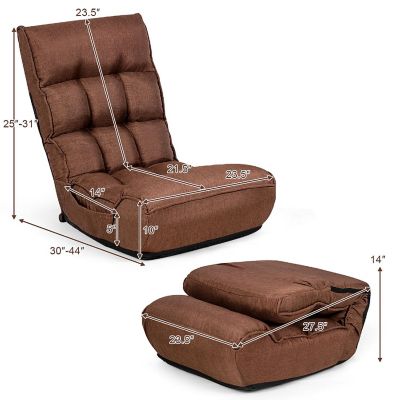 Costway 4-Position Adjustable Floor Chair Folding Lazy Sofa Cushioned Couch Lounger New Image 1