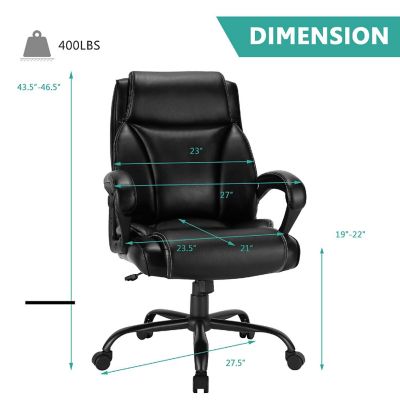 Costway 400 LBS Big & Tall Leather Office Chair Adjustable High Back Task Chair Image 1