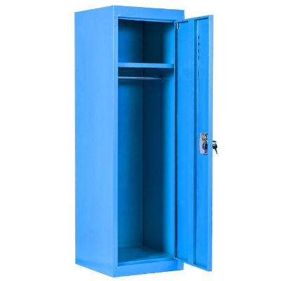 Costway 48'' Kid Locker Safe Storage Children Single Tier Metal Lockers Lock And Key Blue Image 1