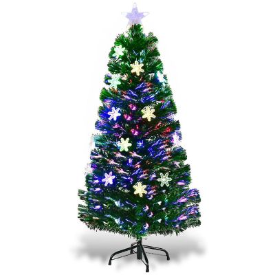 Costway 4FT Pre-Lit Fiber Optic Christmas Tree Multicolor Lights Image 1