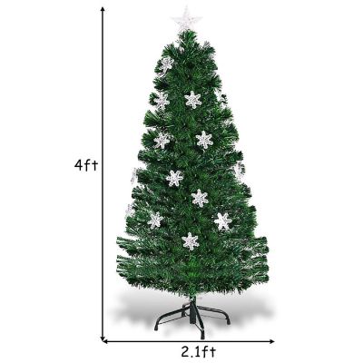 Costway 4FT Pre-Lit Fiber Optic Christmas Tree Multicolor Lights Image 2