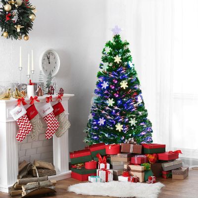 Costway 4FT Pre-Lit Fiber Optic Christmas Tree Multicolor Lights Image 3