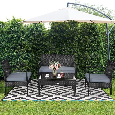 Costway 4PCS Patio Rattan Furniture Set Garden Deck Image 3