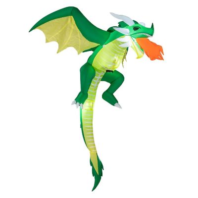 Costway 5 FT Hanging Halloween Inflatable Fire-breathing Dragon Flying Decoration Yard Image 1