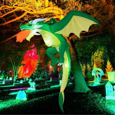 Costway 5 FT Hanging Halloween Inflatable Fire-breathing Dragon Flying Decoration Yard Image 1