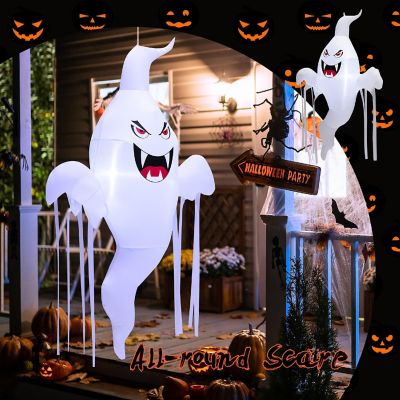 Costway 5 FT Tall Halloween Inflatable Hanging Ghost Blow-up Yard Decoration w/LED Light Image 2