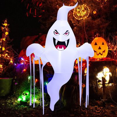 Costway 5 FT Tall Halloween Inflatable Hanging Ghost Blow-up Yard Decoration w/LED Light Image 3