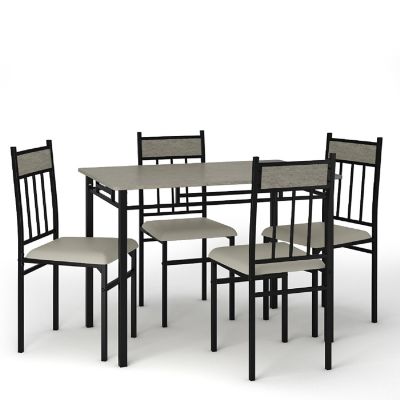 Costway 5 Piece Faux Marble Dining Set Table and 4 Chairs Kitchen Breakfast Furniture Grey Image 1