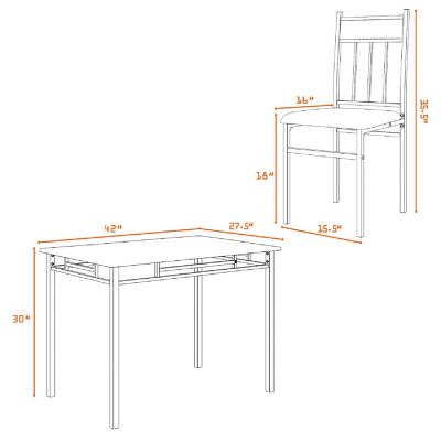 Costway 5 Piece Faux Marble Dining Set Table and 4 Chairs Kitchen Breakfast Furniture Grey Image 1